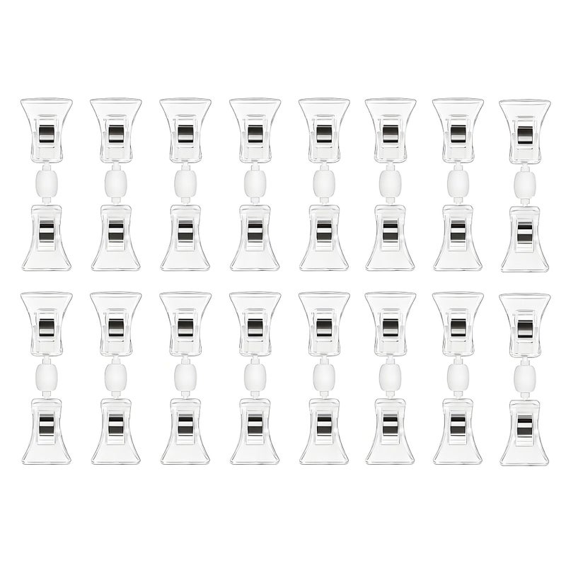 LJY 16 Pieces Clear Plastic Rotatable Merchandise Sign Display Mini Clip Tag Holders for Business Cards - Image 1